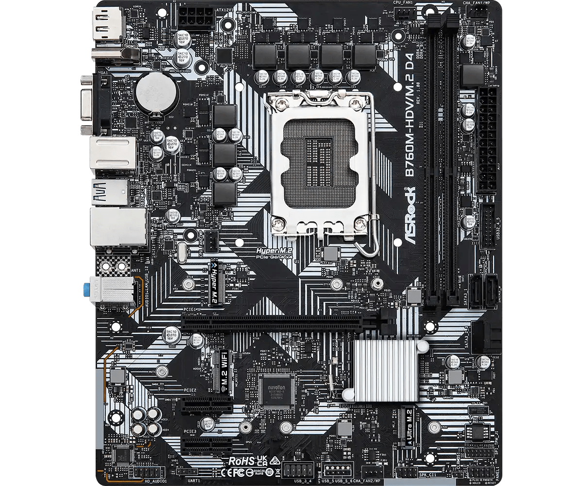 ASRock B760M - HDV/M.2 D4 LGA1700 Intel Motherboard | 90 - MXBL40 - A0UAYZ - Vektra Computers LLC ASRock B760M - HDV/M.2 D4 LGA1700 Intel Motherboard | 90 - MXBL40 - A0UAYZ - Vektra Computers LLC